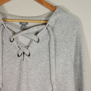 Aerie Lace Up Cropped Hoodie Pullover Gray Size Comfy Cozy Soft Relaxed Fit